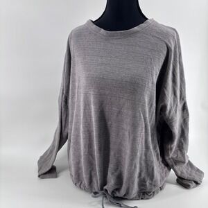 Grunge cinched oversized tie waist minimalist gray Pullover cozy knit top Size L